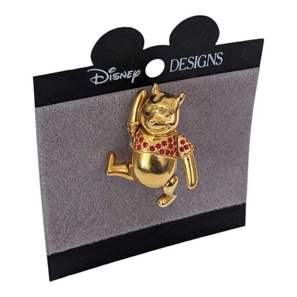 Vintage‎ 1994 Disney Winnie the Pooh Austrian Crystal Jeweled Brooch Pin Moves - Picture 1 of 3
